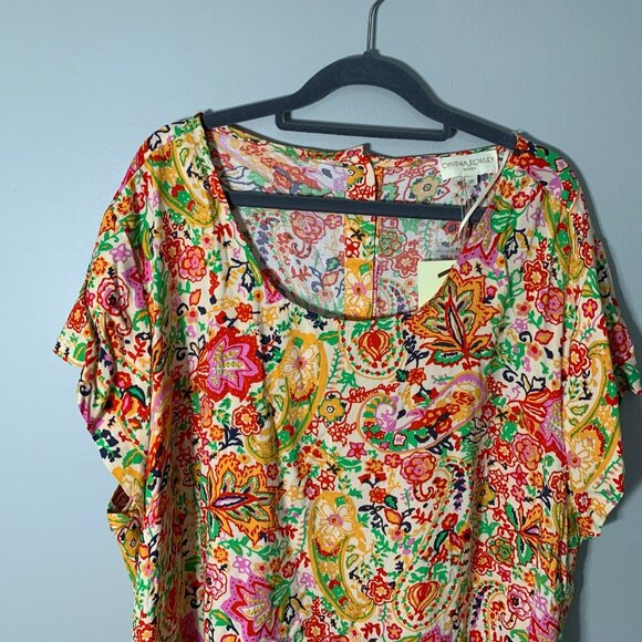 NEW Cynthia Rowley floral lightweight full button back detail flowy shirt top - Picture 3 of 10